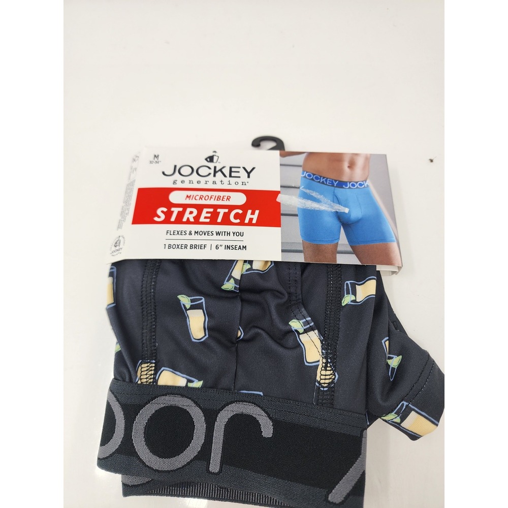 Jockey Generation Mens Microfiber Boxer Briefs Black Polyester Blend Size Medium